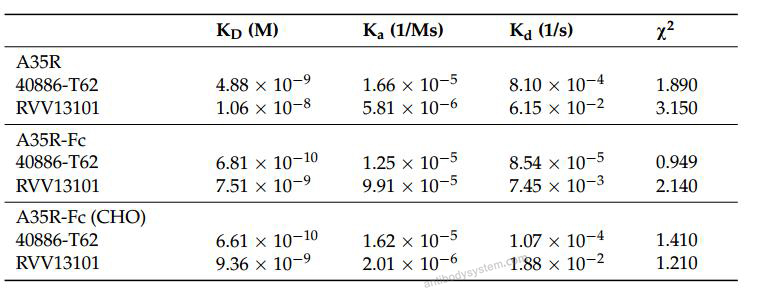 Surface Plasmon Resonance for Mouse Anti-Monkeypox virus/MPXV A35R Antibody (SAA0287) ?>
